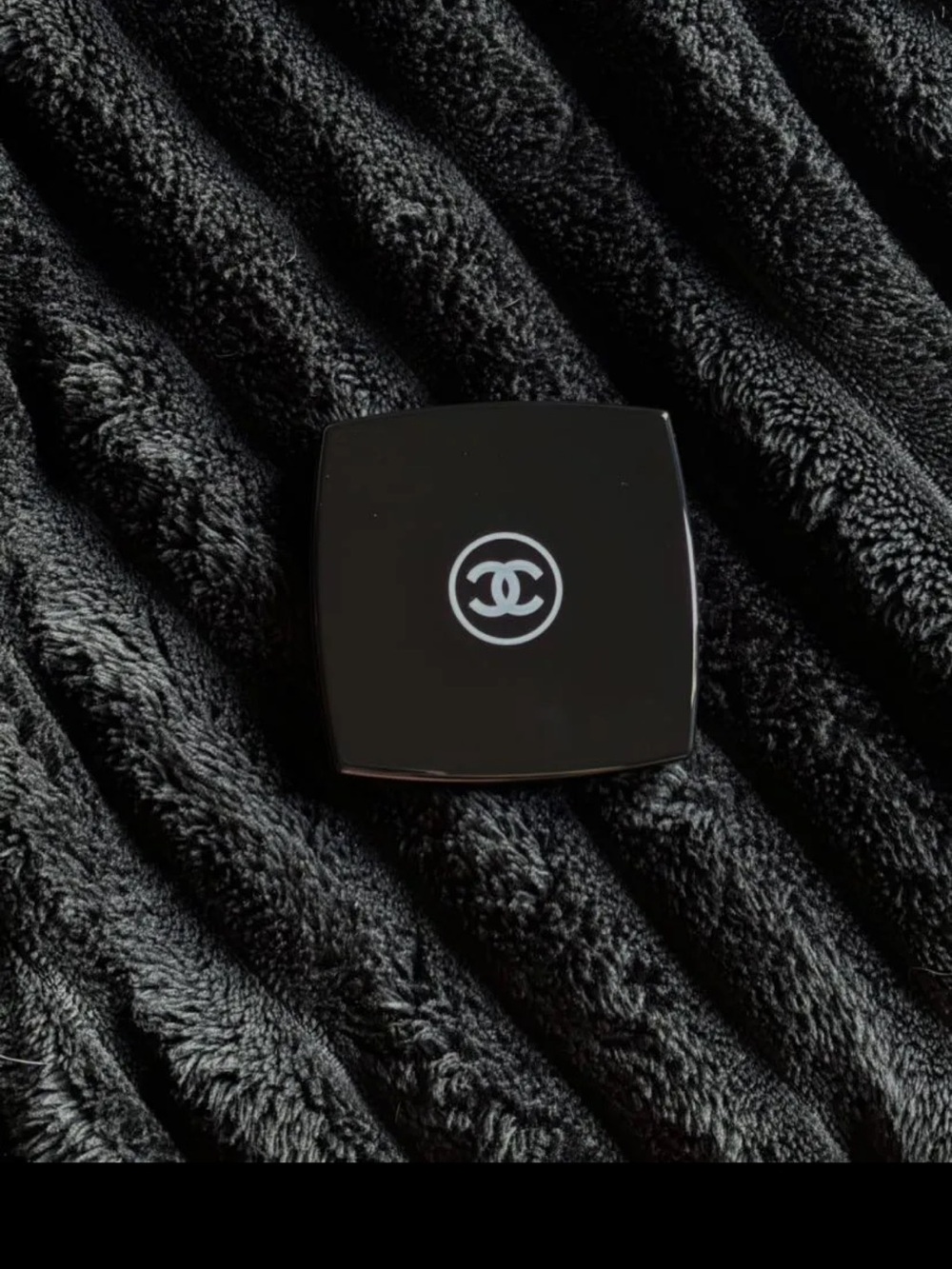 CHANEL Black Compact Case with White CC Logo